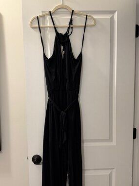 Maeve Anthropologie Black Sleeveless Wide Leg Jumpsuit Keyhole XS
